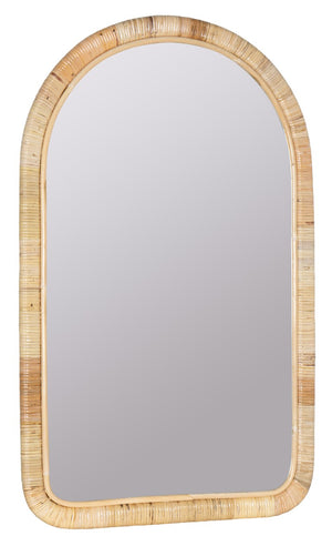 Cooper Classics Brienne Woven Rattan Wall Mirror Natural Finish Bohemian Coastal Bedroom Accent 42308