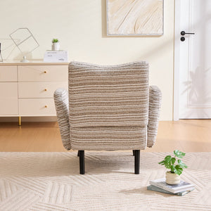English Elm Modern Bouclé Armchair with High-Density Foam, Side Pocket & Solid Wood Legs for Cozy Reading Spots khaki W395P376567