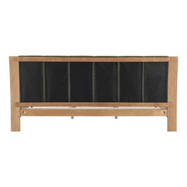 English Elm Christopher Knight Home® - Premium Pine Wood King Bed Frame With Upholstered Headboard - Mid-Century Modern Style In Green N770P345989N_N770P345990N
