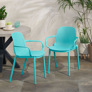 English Elm Christopher Knight Home® - GARDENIA Weather-Resistant Outdoor Dining Chair with Perforated Modern Design and Durable Polypropylene Frame Teal 33.5 L x 23.5 W x 23.5 H 68521.00T