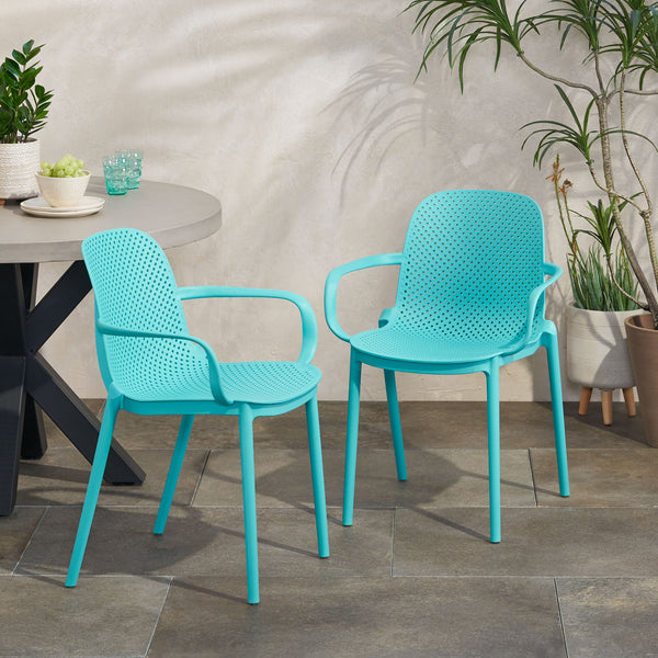 English Elm Christopher Knight Home® - GARDENIA Weather-Resistant Outdoor Dining Chair with Perforated Modern Design and Durable Polypropylene Frame Teal 33.5 L x 23.5 W x 23.5 H 68521.00T