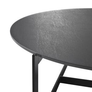 English Elm Krike Industrial Round Coffee Table Tempered Glass Top Steel Cross Leg Living Room Gray B2736S00025