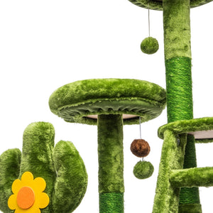 English Elm 72in Cactus Cat Tower Sisal Posts Plush Perches Capsule Pod Multi-level Climb Green W1578P447627