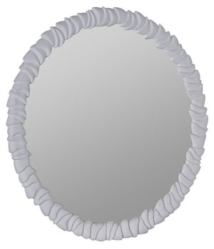 Cooper Classics Carissa Round Wall Mirror Ornate Cast Aluminum Frame White Finish Coastal Farmhouse Decor 42339