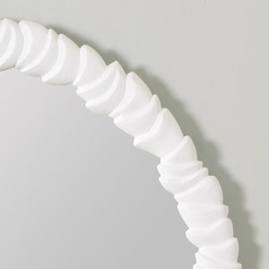 Cooper Classics Carissa Round Wall Mirror Ornate Cast Aluminum Frame White Finish Coastal Farmhouse Decor 42339