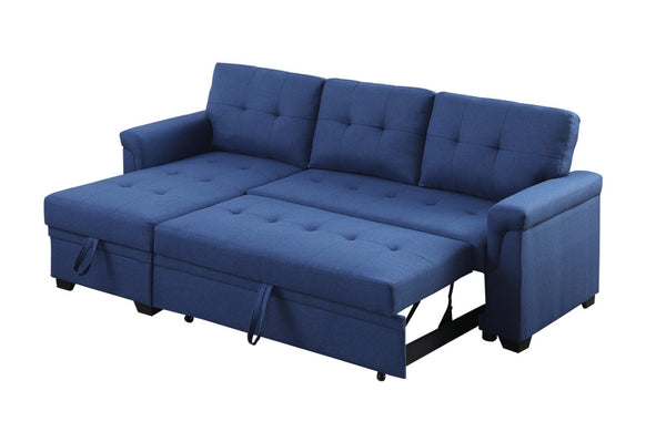 English Elm Jardin Reversible L-shaped Sectional Sleeper Sofa with Chaise Storage and Tufted Fabric Blue B2749S00007