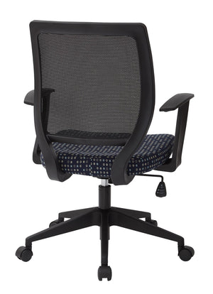 OSP Home Furnishings Screen Back Mesh Task Chair with Lumbar Support and T Arms for Home Office Use Indigo EM51022N-K113
