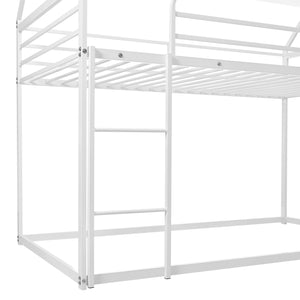 English Elm Twin Metal Tube Bunk Bed Frame for Kids Durable Sturdy Construction Safe Space-Saving Design White W420P256562