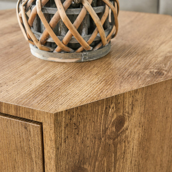 English Elm Simple MDF Hexagonal Coffee Table with Drawer, Wood Texture, Stable Anti-Slip Base, Easy Assembly - Stylish Living Room Accent W1512P410546