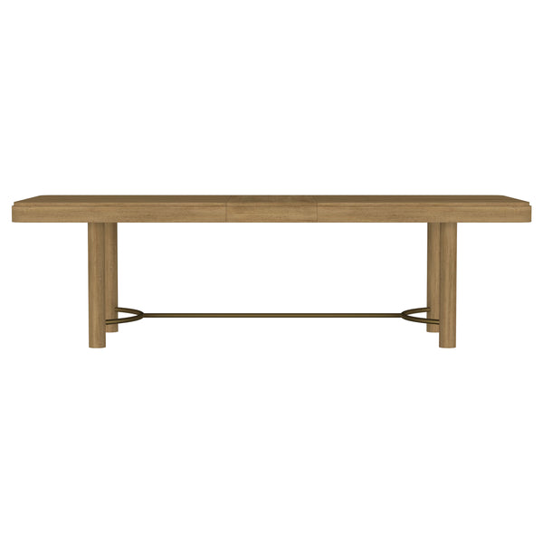 English Elm Benson Sand Wash Extension Dining Table with Removable Leaf, Rounded Corners & Antique Brass Stretcher B062P374100