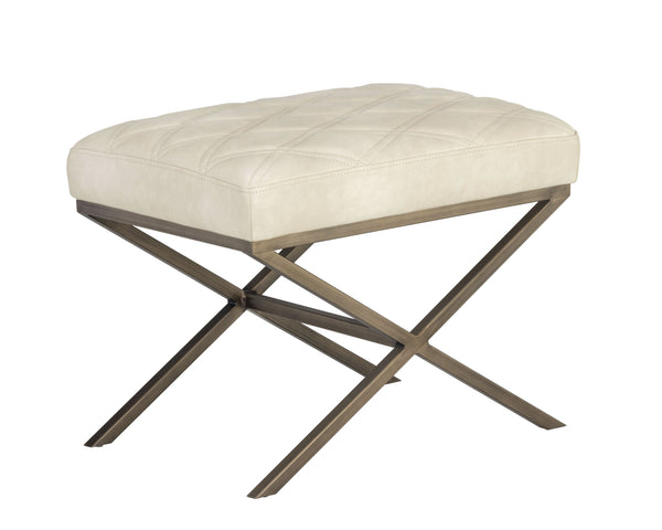 Sunpan Wisconsin Stool - Elegant Mid-Century Design with Antique Brass Base and Double-Stitched Seat Style Bravo Cream