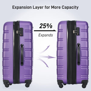 English Elm 3 Piece Abs Hardshell Spinner Luggage Set with Tsa Lock Expandable Travel Suitcases Purple PP191030AAI
