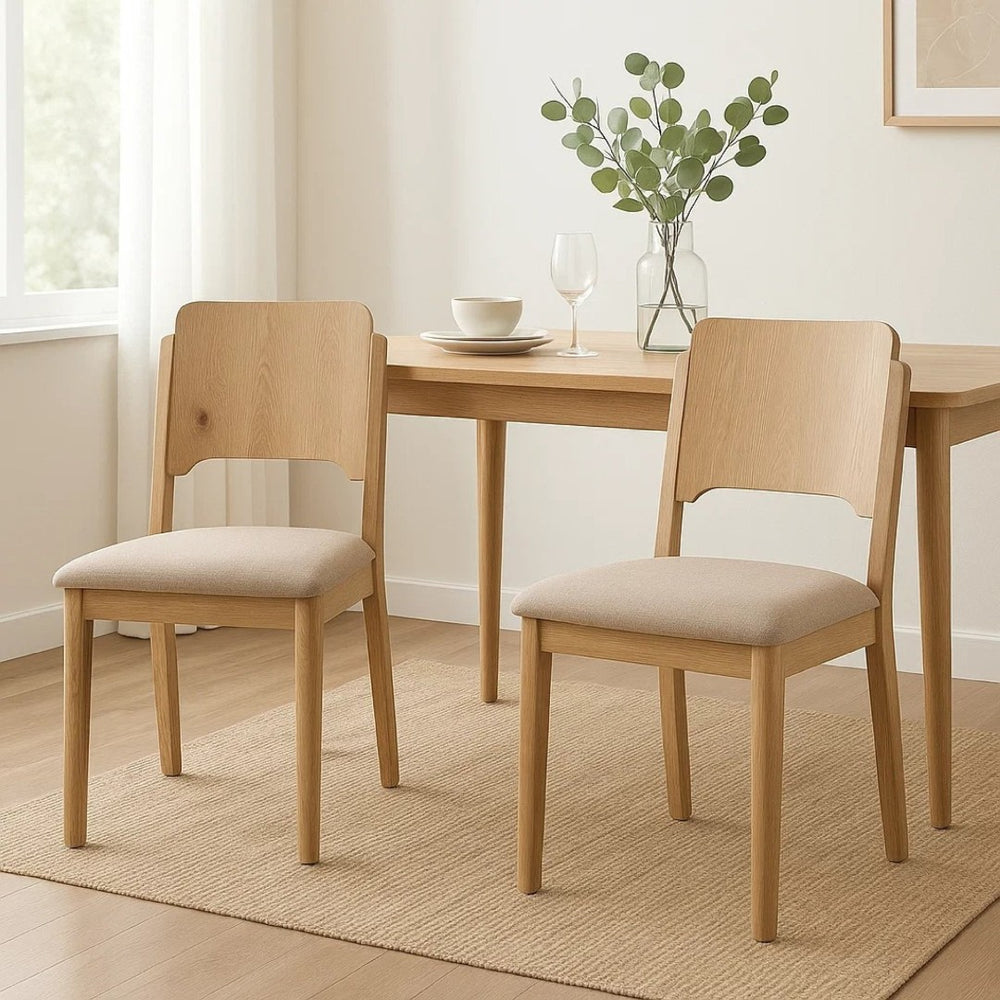 English Elm Aruk Upholstered Dining Chair Set Curved Back Tapered Wood Legs Transitional Style B056P417077