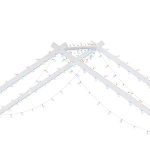 English Elm Twin iron roof bed frame with LED light strips for kids, sturdy 350lb capacity, easy 30-min assembly White W1820P308330