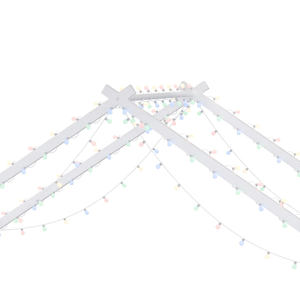 English Elm Twin iron roof bed frame with LED light strips for kids, sturdy 350lb capacity, easy 30-min assembly White W1820P308330