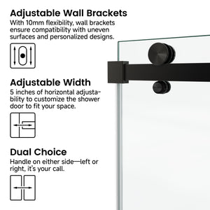 English Elm 54*76"Fixed & Sliding Shower Door - Modern Clear Glass With Stainless Steel Hardware & Minimalist Design T3177P320608