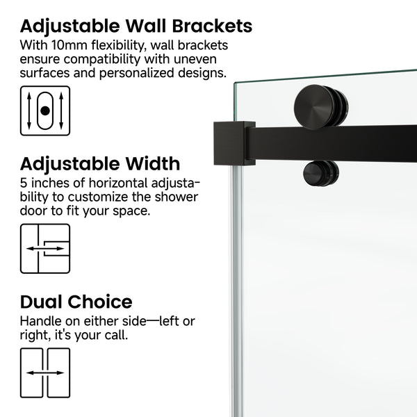 English Elm 54*76"Fixed & Sliding Shower Door - Modern Clear Glass With Stainless Steel Hardware & Minimalist Design T3177P320608
