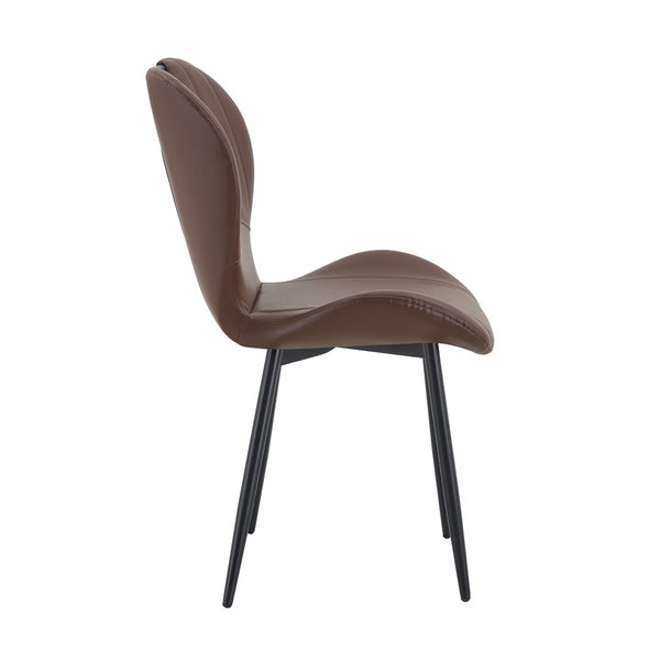 English Elm Set of 4 Olive Fabric Dining Chairs Ergonomic Cushion Black Steel Frame Modern Black+Brown W1151P454885