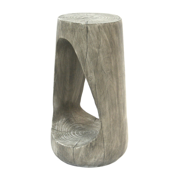 English Elm Christopher Knight Home® - Outdoor Side Table - Sculptural Hollow Design, Lightweight Concrete With Wood-Like Finish For Patio Use N770P291496G
