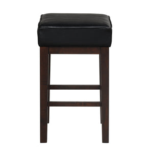 English Elm Transitional Counter Height Stool Set of 2 with Faux Leather Square Seat and Solid Wood Frame, 24-inch Black,Espresso 31.75 L x 17 W x 13 H B011P231742