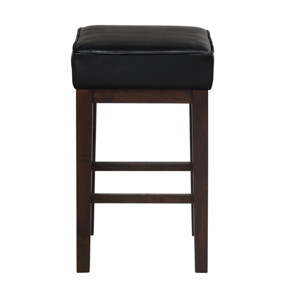 English Elm Transitional Counter Height Stool Set of 2 with Faux Leather Square Seat and Solid Wood Frame, 24-inch Black,Espresso 31.75 L x 17 W x 13 H B011P231742