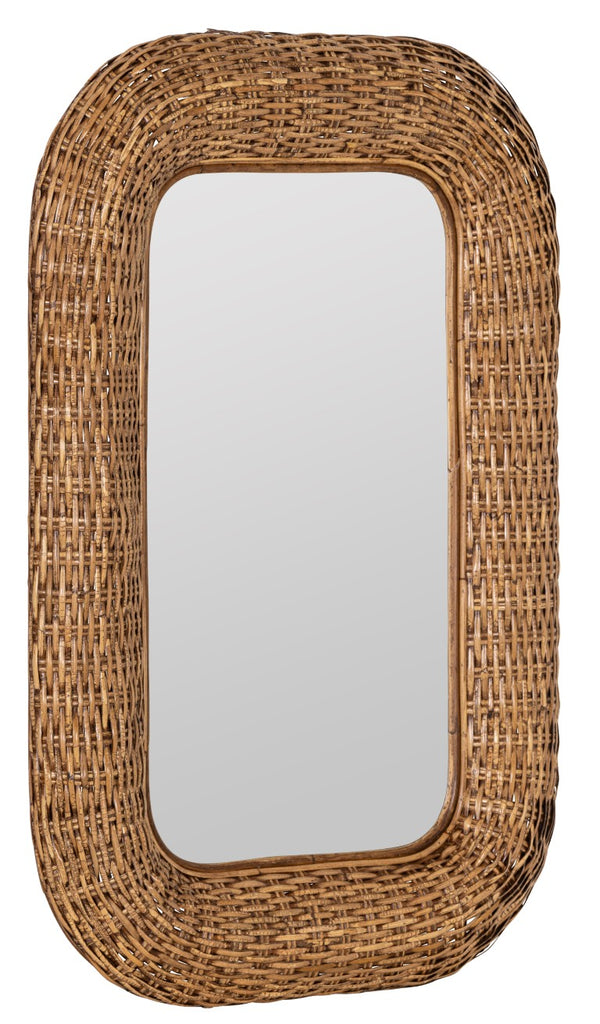 Cooper Classics Kristi Woven Rattan Wall Mirror Natural Finish Bohemian Coastal Entryway Decor 42396