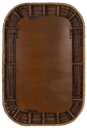Cooper Classics Kristi Woven Rattan Wall Mirror Natural Finish Bohemian Coastal Entryway Decor 42396