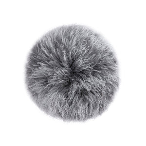 English Elm Alberta Genuine Mongolian Sheepskin Round Ottoman Plush Fur Accent for Any Room B2719P238443