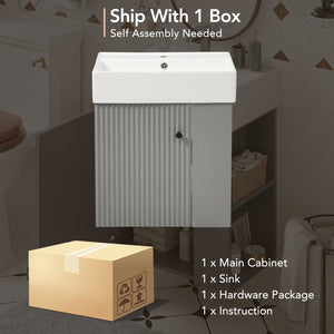 English Elm 21.6" Modern Floating Bathroom Vanity With Ceramic Sink - Stylish Space-Saving Design & Storage N729P170388E