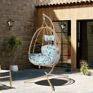 English Elm Hanging Egg Swing Chair Pe Wicker Foldable Indoor Outdoor Patio Ergonomic Cradle Seat T5880P497567
