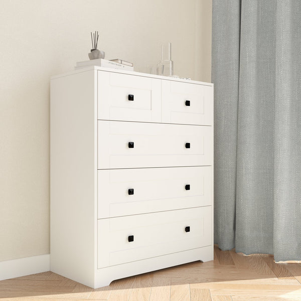English Elm Chest Of Drawers - Elegant 5-Drawer Storage Solution In Ancient White For Rustic & Modern Spaces W2139P241084