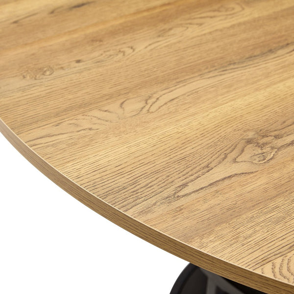 English Elm 47.3-inch Round Dining Table Two Tier Mdf Geometric Wood Black Seats Four W1151P428201