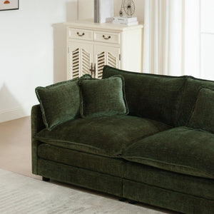 English Elm Comfortable Chenille U-shape Modular Sectional with Ottomans for Spacious Living Rooms W714S00466