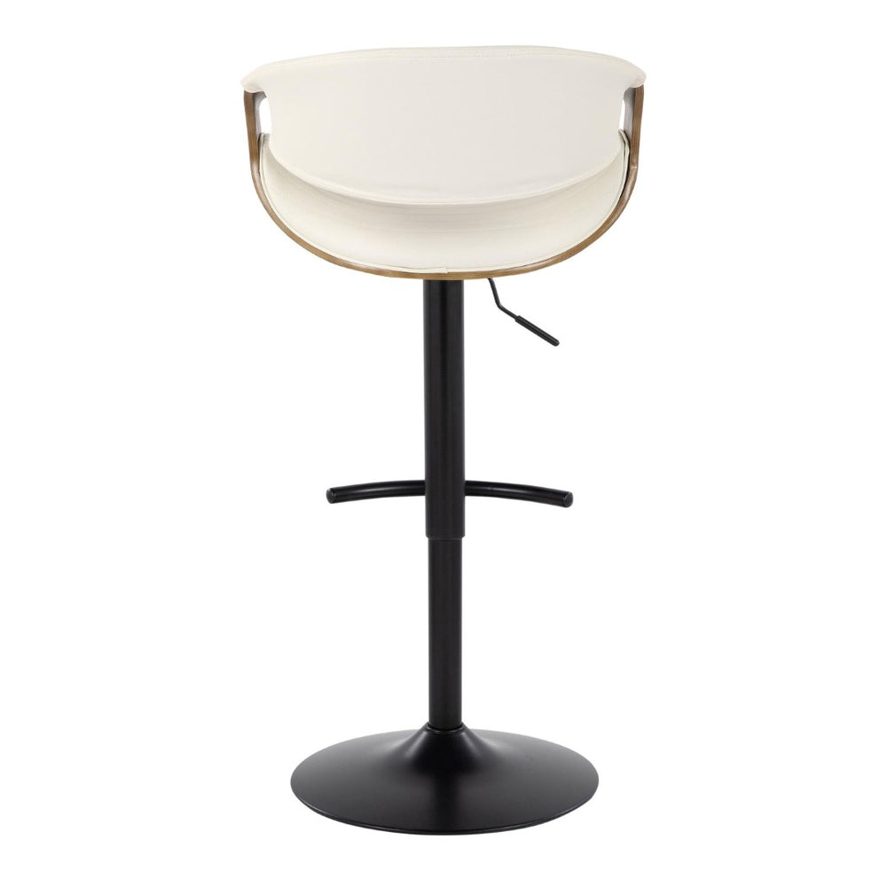 English Elm Symphony Mid-Century Modern Adjustable Barstool Set Of 2 - Stylish Swivel Stools In Faux Leather & Wood B202S01016-GIGA