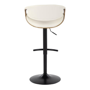 English Elm Symphony Mid-Century Modern Adjustable Barstool Set Of 2 - Stylish Swivel Stools In Faux Leather & Wood B202S01016-GIGA