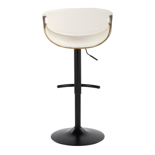 English Elm Symphony Mid-Century Modern Adjustable Barstool Set Of 2 - Stylish Swivel Stools In Faux Leather & Wood B202S01016-GIGA