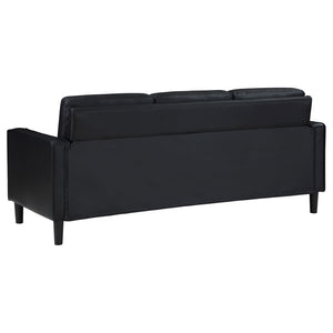 English Elm Weld Black Faux Leather Sofa Loveseat and Chair Set Mid-century Modern Living Room B062S01658