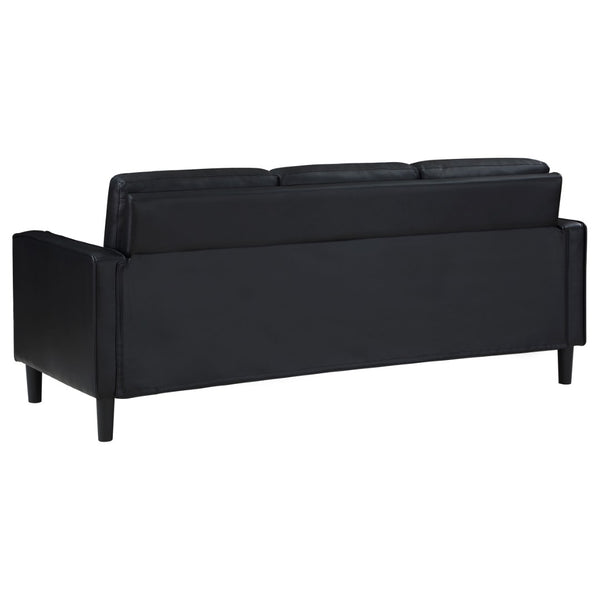 English Elm Weld Black Faux Leather Sofa Loveseat and Chair Set Mid-century Modern Living Room B062S01658