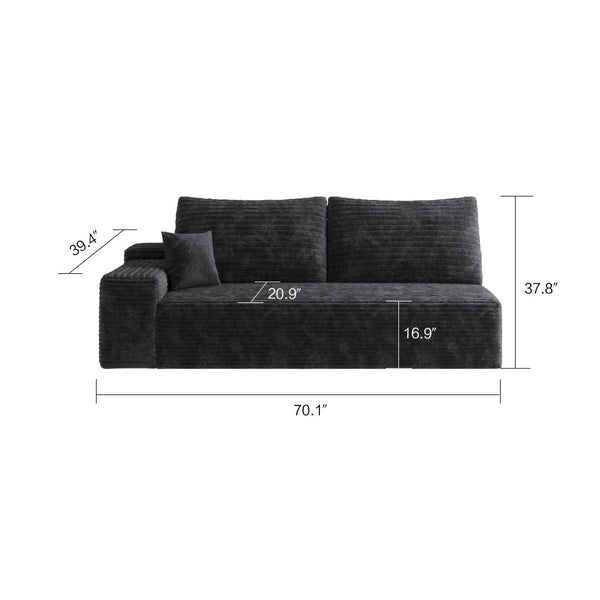 English Elm Y119-3Seat-Right-Black Sleek Modular Sectional Sofa In Plush Corduroy For Ultimate Comfort & Style W2824P237004-GIGA