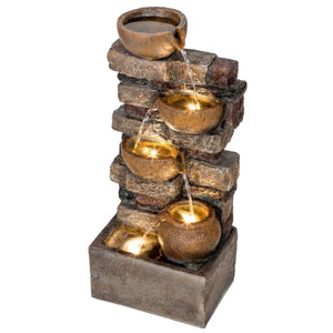 English Elm Garden Five Tier Cascading Outdoor Fountain with Led Lights and Rustic Stone Finish T3971P476438