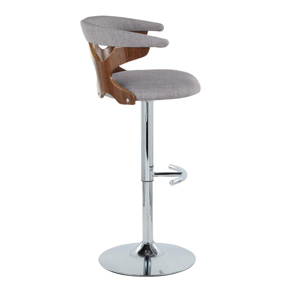 English Elm Contemporary Swivel Barstools with Cut-out Back Faux Leather Seat and Wood Accents Set Grey B202S00863