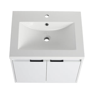 English Elm 72" Float Mount Double Sink Bathroom Vanity Glossy White Plywood Soft Close W999S00535