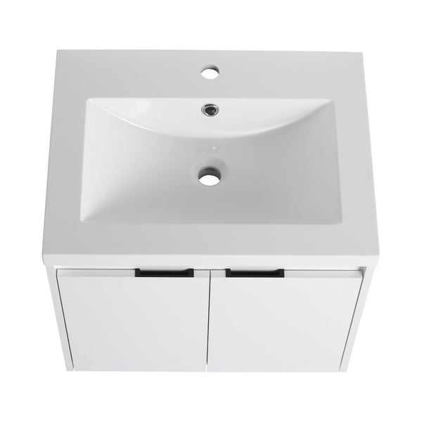English Elm 72" Float Mount Double Sink Bathroom Vanity Glossy White Plywood Soft Close W999S00535