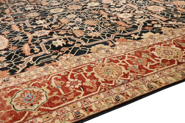 Pasargad Home Denver Hand-knotted Navy Lamb's Wool Area Rug - Elegant Floral Design, Durable & Unique   Ps-36n 9x12