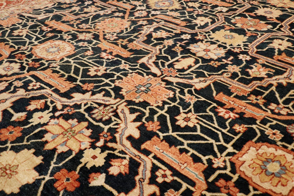 Pasargad Home Denver Hand-knotted Navy Lamb's Wool Area Rug - Elegant Floral Design, Durable & Unique   Ps-36n 9x12