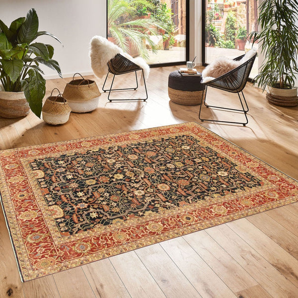 Pasargad Home Denver Hand-knotted Navy Lamb's Wool Area Rug - Elegant Floral Design, Durable & Unique   Ps-36n 9x12