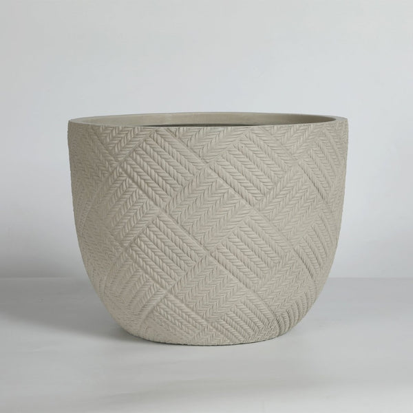 English Elm Round Handcrafted Concrete Planter Set Textured Matte Finish Patio Entryway Garden W347P449331