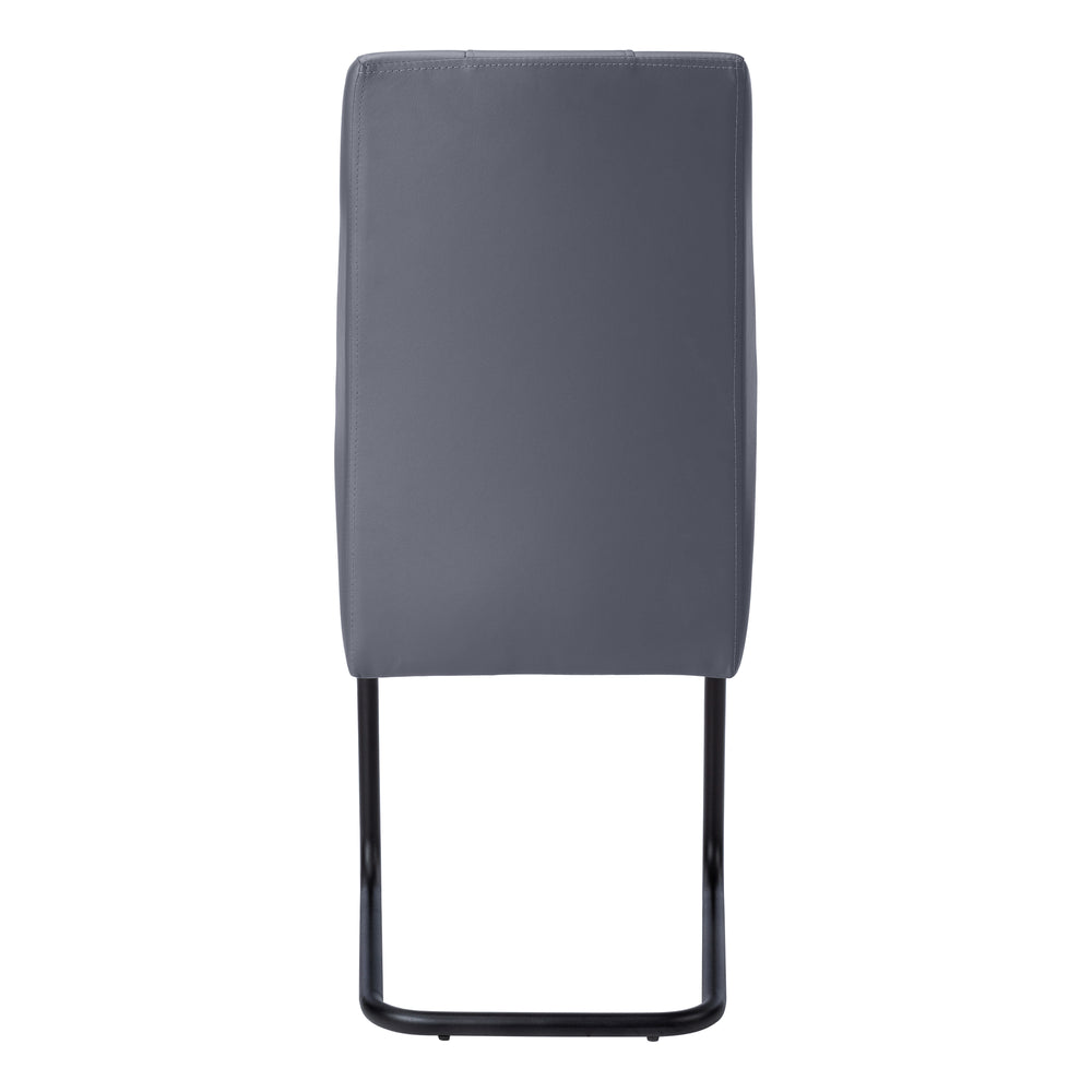 English Elm Dining Chair Set Of 2 - Modern Upholstered Grey Faux Leather With Black Metal Base For Dining Room B2710P218826