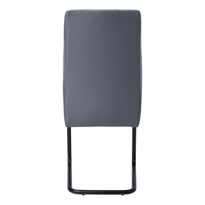 English Elm Dining Chair Set Of 2 - Modern Upholstered Grey Faux Leather With Black Metal Base For Dining Room B2710P218826