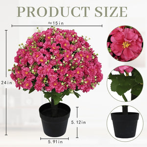 English Elm 24-inch Faux Snow Lotus Potted Arrangement Uv Resistant Lifelike Floral Set of Two Rose Red W2945P458458